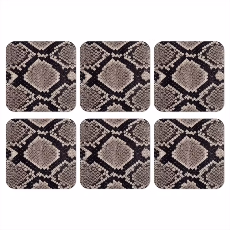 Onderzetter - Slangenleer - Patroon - Beige — 1