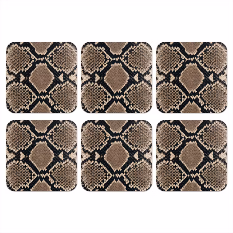 Onderzetter - Slangenprint - Python - Bruin — 1