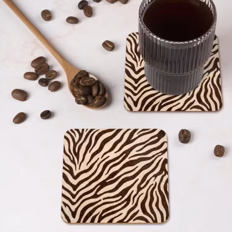 Onderzetter - Zebra - Strepen - Bruin — 4