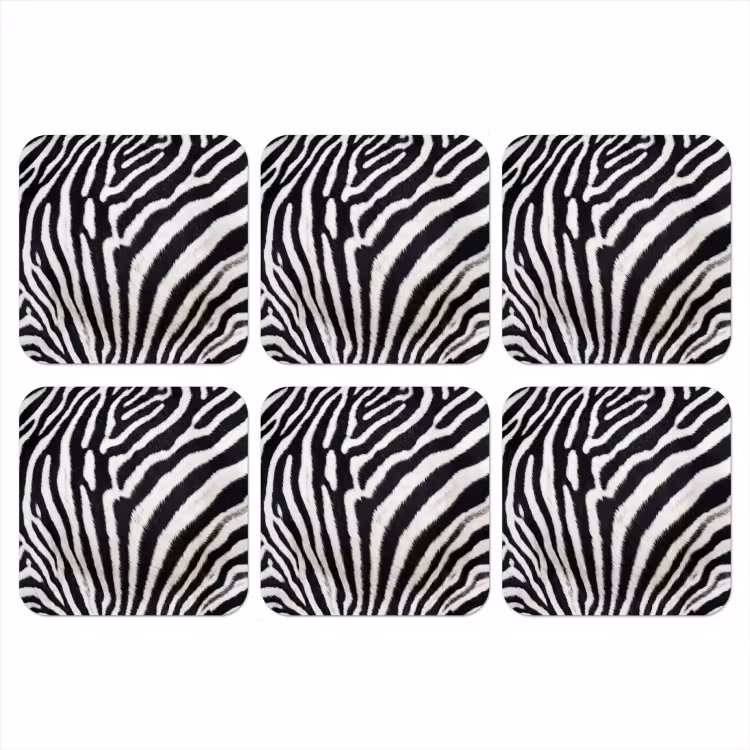 Onderzetter - Zebra - Vacht - Klassiek - Zwart - Wit — 1