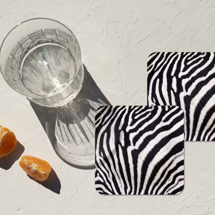 Onderzetter - Zebra - Vacht - Klassiek - Zwart - Wit — 3