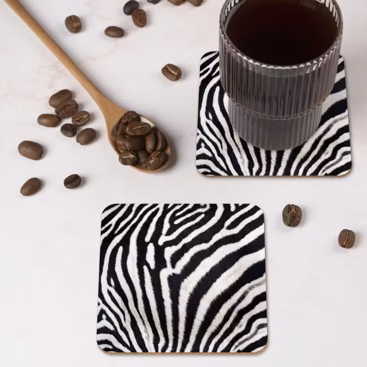 Onderzetter - Zebra - Vacht - Klassiek - Zwart - Wit — 4