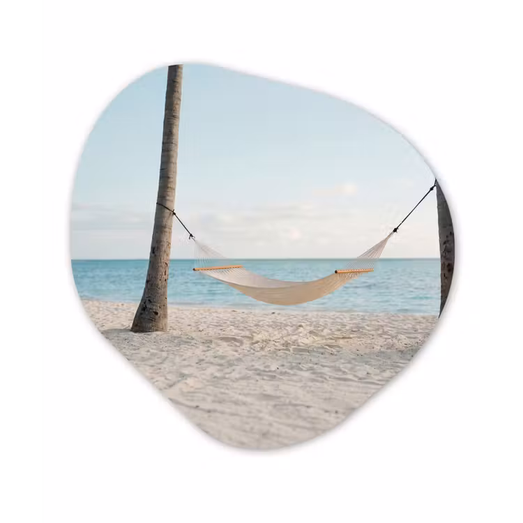 Organisch schilderij - Forex - Hangmat - Strand - Wit — 1