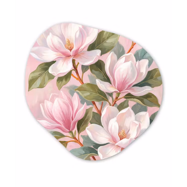 Organisch schilderij - Forex - Magnolia's - Patroon - Roze — 1