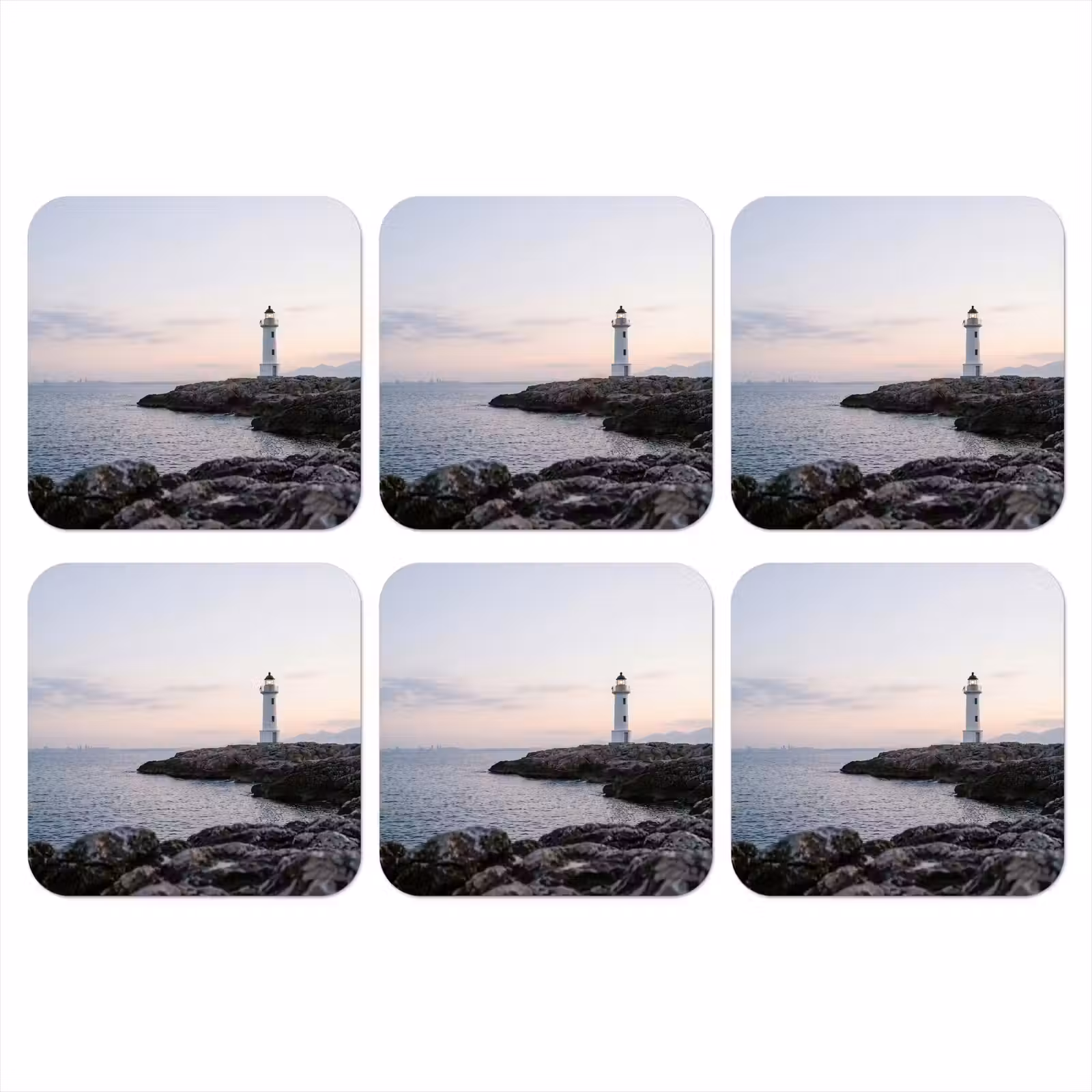 Onderzetter - Rotsen - Vuurtoren - Wit — 1