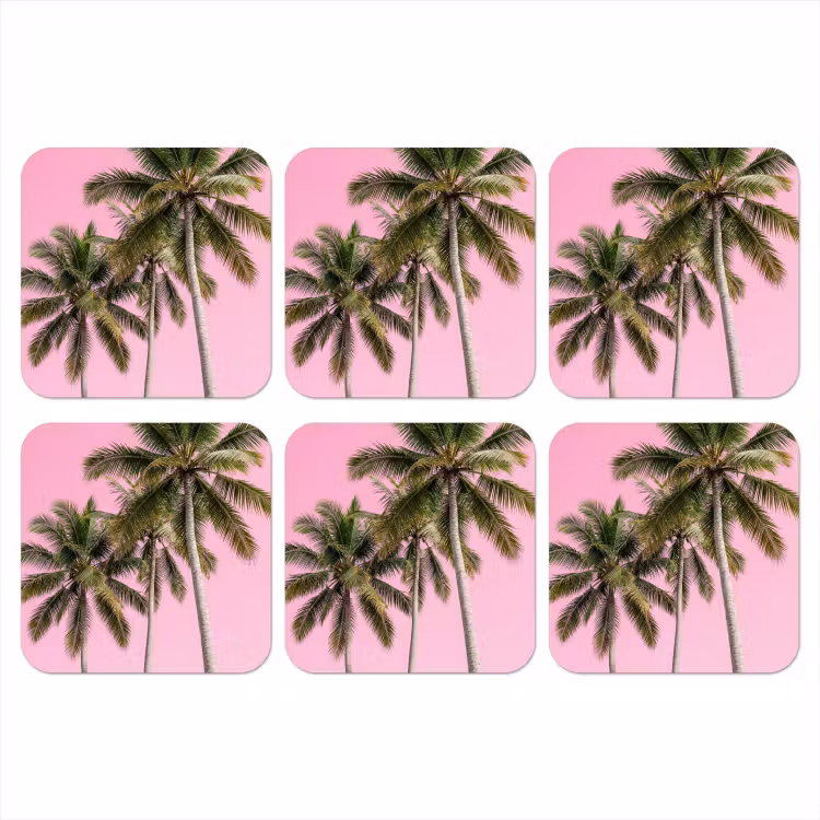 Onderzetter - Palmboom - Tropisch - Pink — 1