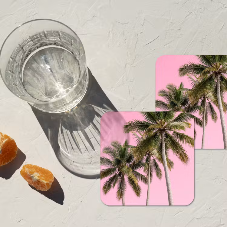 Onderzetter - Palmboom - Tropisch - Pink — 3