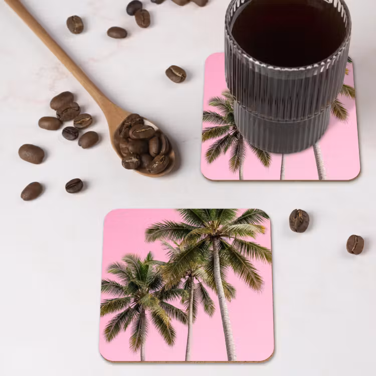 Onderzetter - Palmboom - Tropisch - Pink — 4