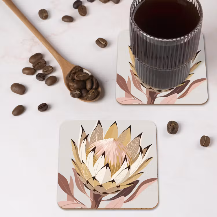 Onderzetter - Protea - Bloem - Botanisch - Beige — 4