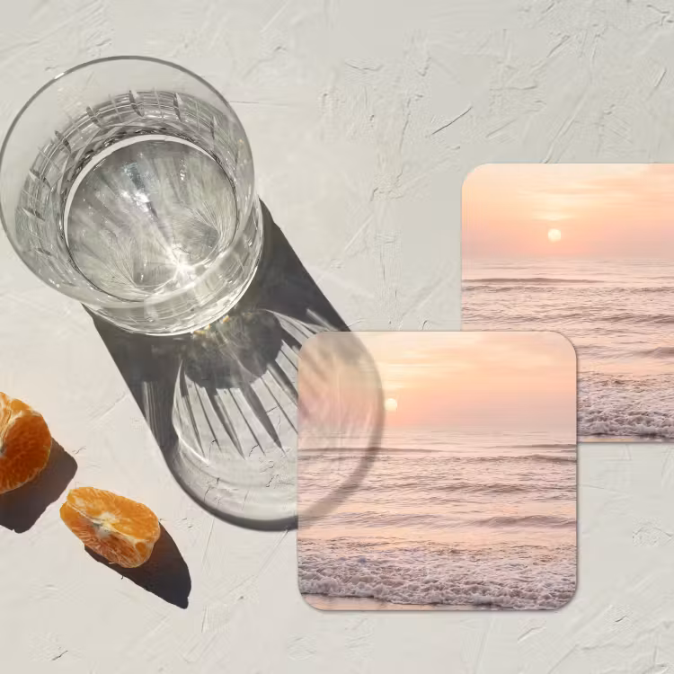 Onderzetter - Zon - Strand - Roze — 3