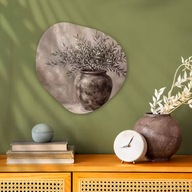 Organisch schilderij - Forex - Olijfplant - Aardenpot - Abstract - Beige — 2