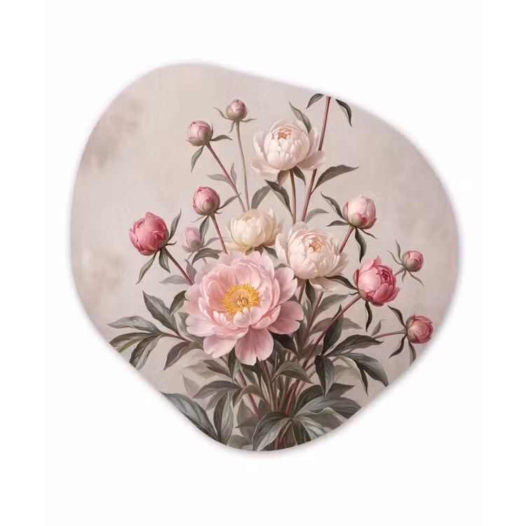 Organisch schilderij - Forex - Pioenrozen - Boeket - Roze — 1