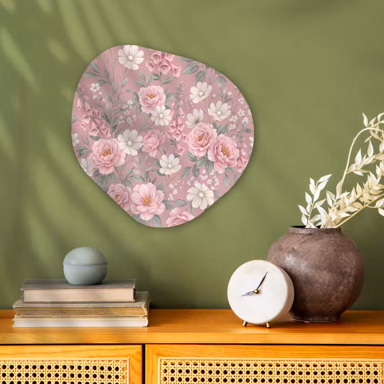 Organisch schilderij - Forex - Pioenrozen - Vingerhoedskruid - Pink — 2