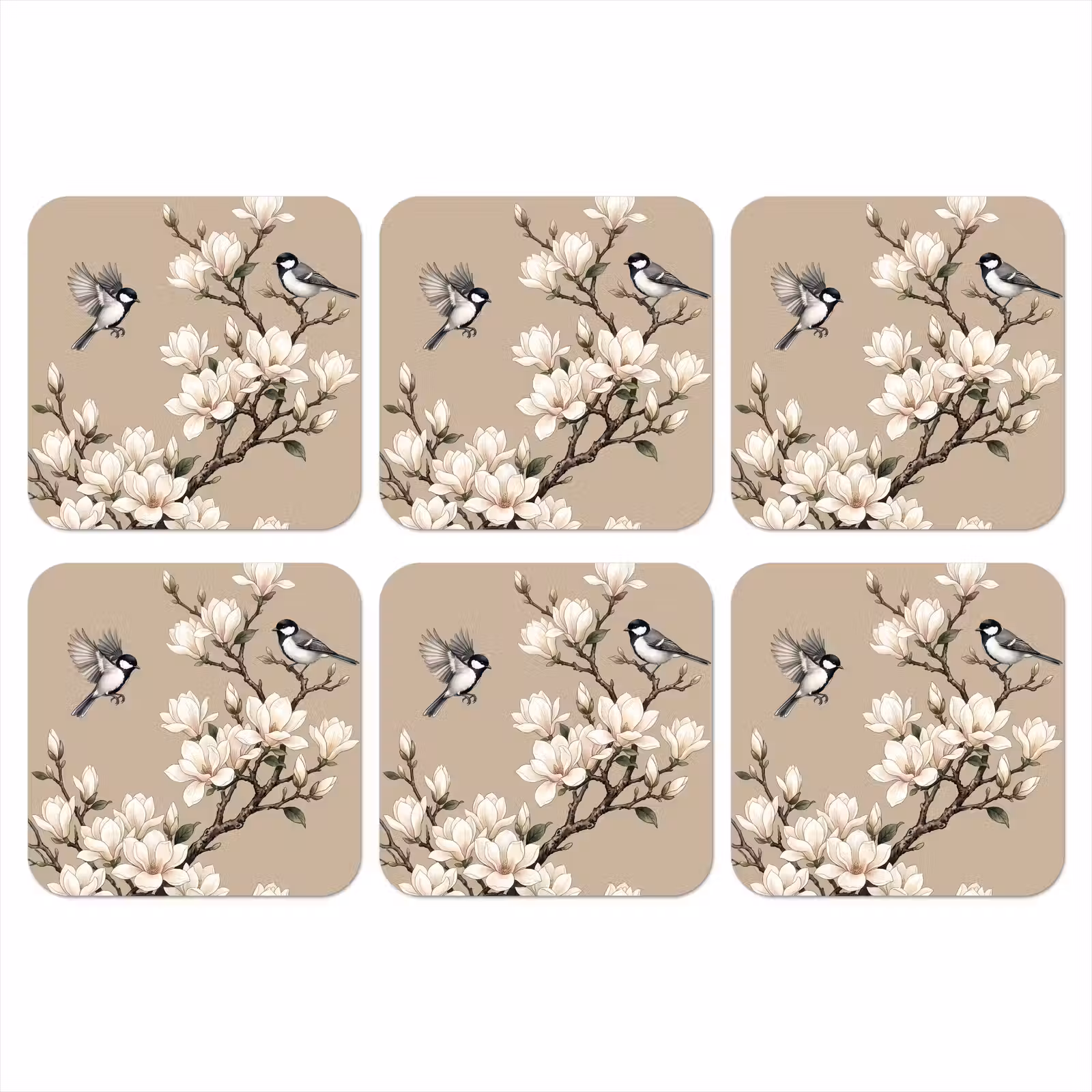 Onderzetter - Oosters - Vogels - Beige — 1