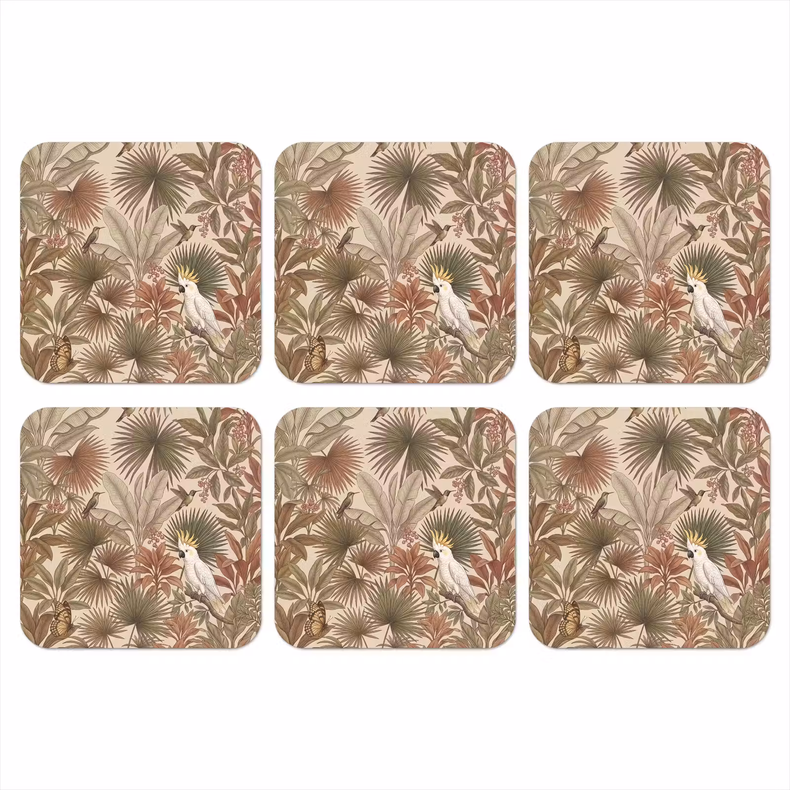 Onderzetter - Tropisch - Vogels - Beige — 1