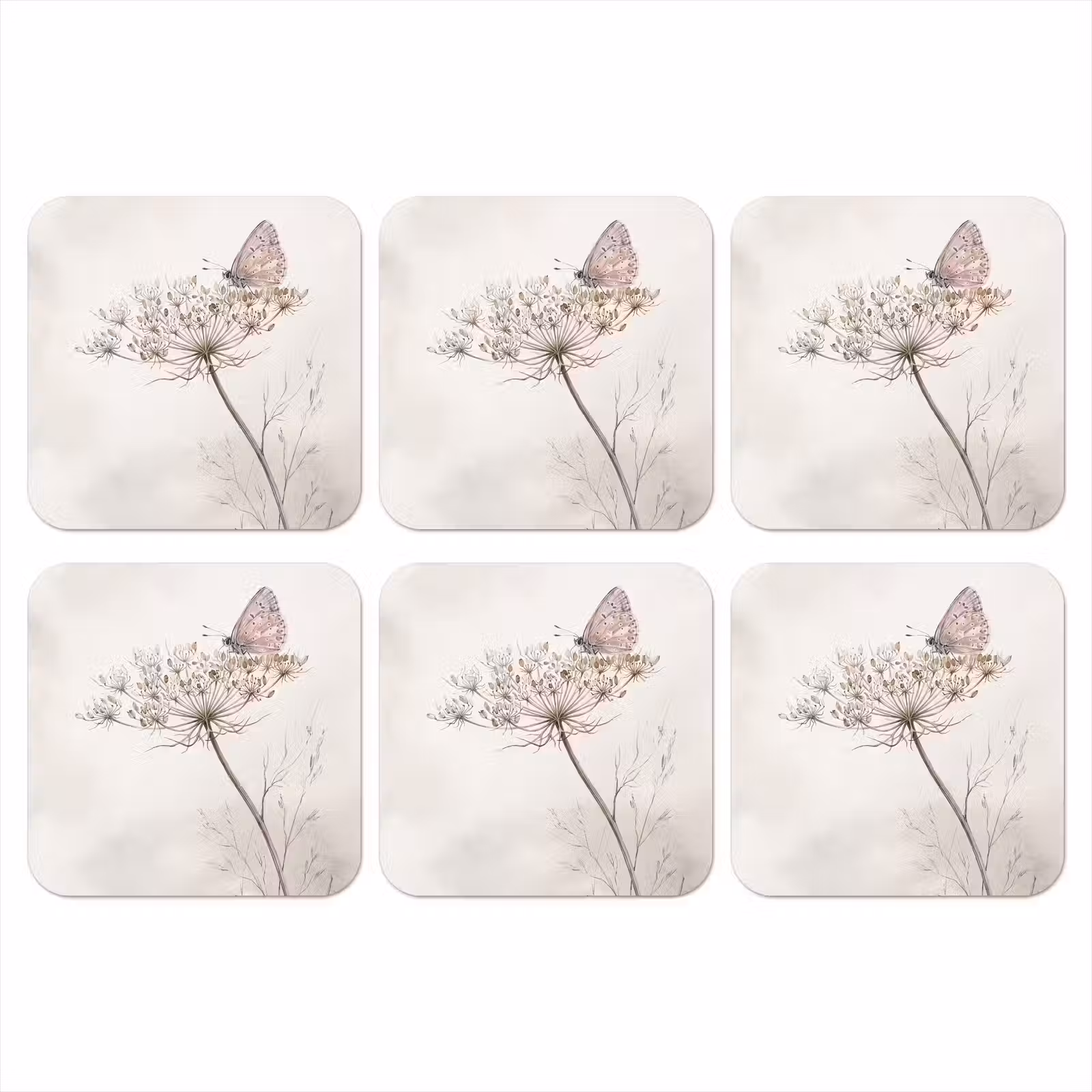 Onderzetter - Vlinder - Bloem -Natuur - Beige — 1