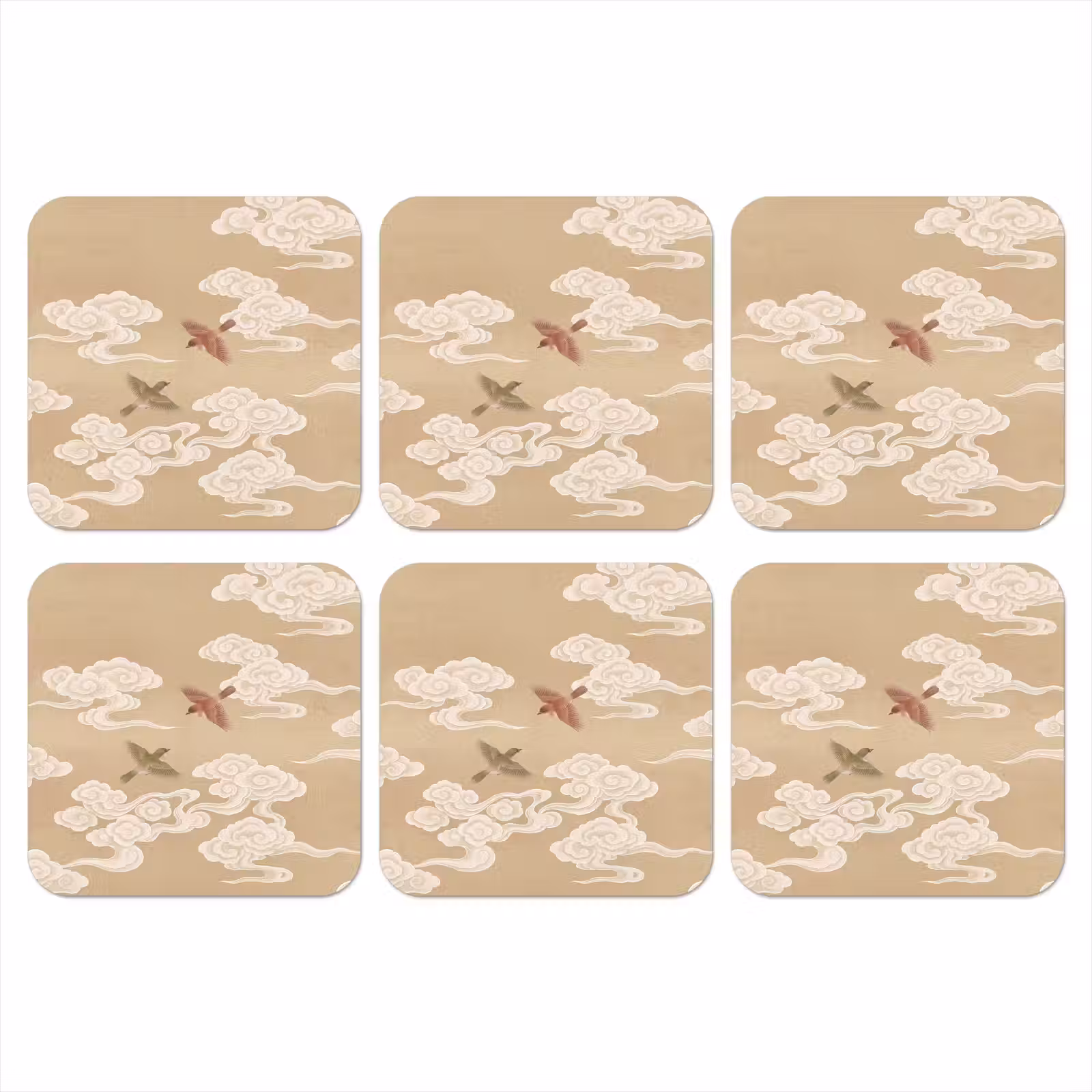 Onderzetter - Vogels - Vliegen - Beige — 1