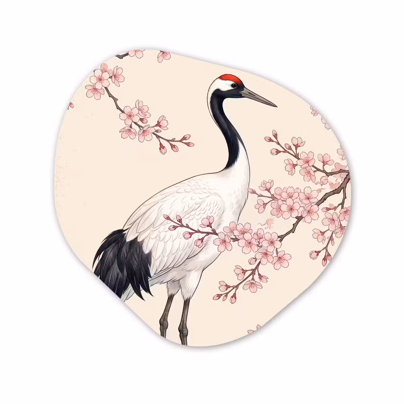 Organisch schilderij - Forex - Aziatisch - Kraanvogel - Beige — 1