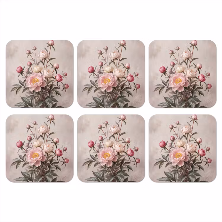 Onderzetter - Pioenrozen - Boeket - Roze — 1