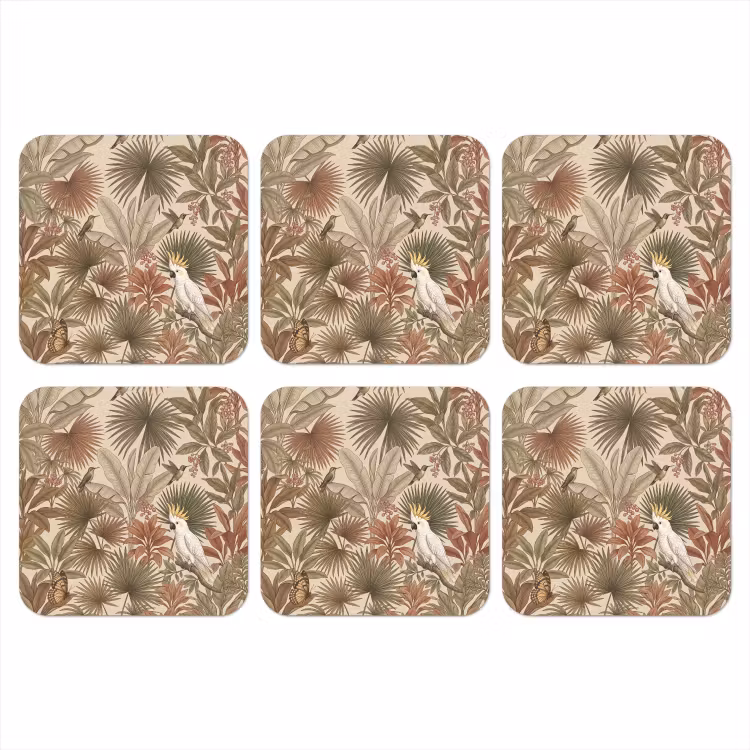 Onderzetter - Tropisch - Vogels - Beige — 1