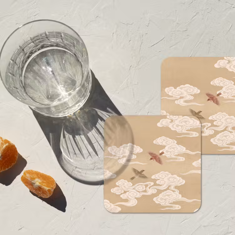 Onderzetter - Vogels - Vliegen - Beige — 3