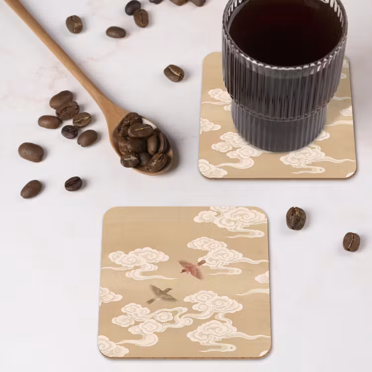 Onderzetter - Vogels - Vliegen - Beige — 4