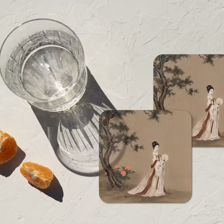 Onderzetter​ - Vrouw - Azië - Kunst - Beige — 3