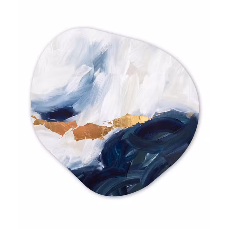 Organisch schilderij - Forex - Abstract - Acryl - Blauw - Goud - Elegant — 1