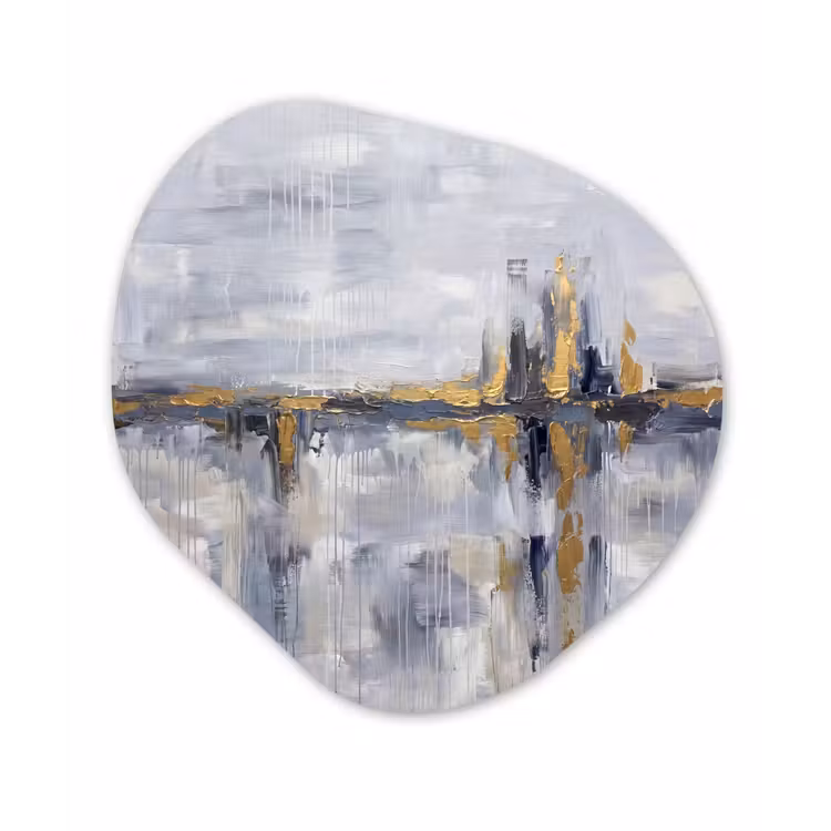 Organisch schilderij - Forex - Abstract - Structuur - Goud - Grijs - Modern — 1