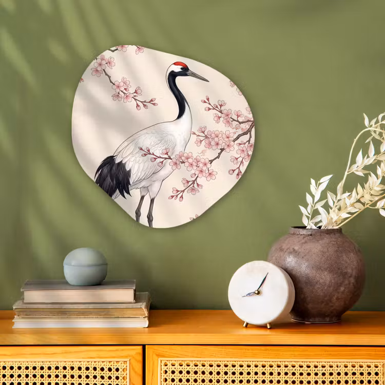 Organisch schilderij - Forex - Aziatisch - Kraanvogel - Beige — 2