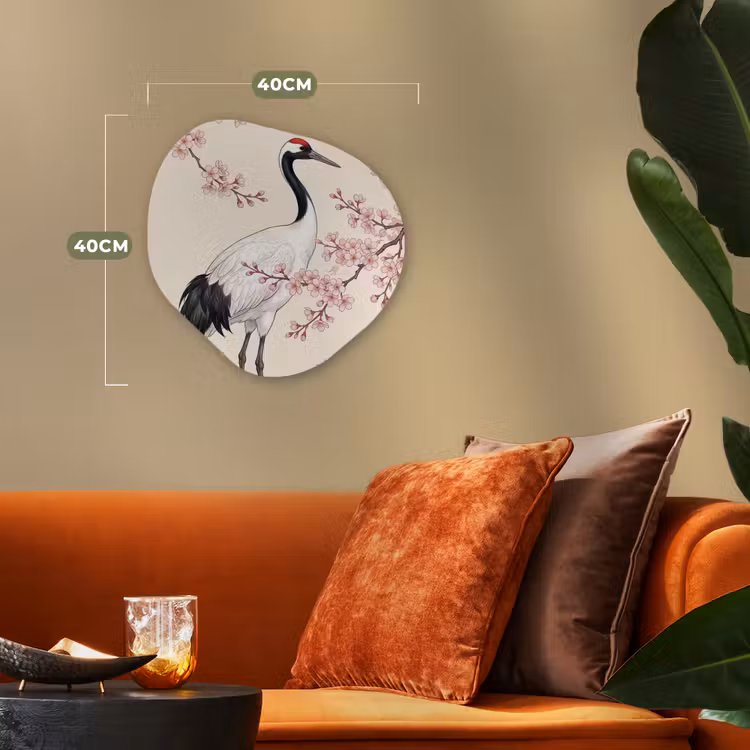 Organisch schilderij - Forex - Aziatisch - Kraanvogel - Beige — 4