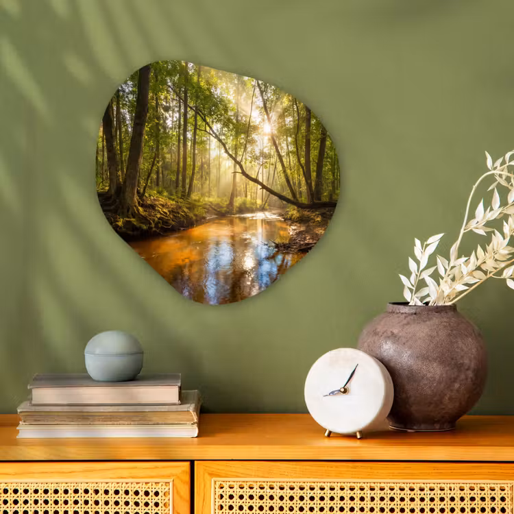 Organisch schilderij - Forex - Bos - Beek - Zonlicht - Natuur - Groen — 2