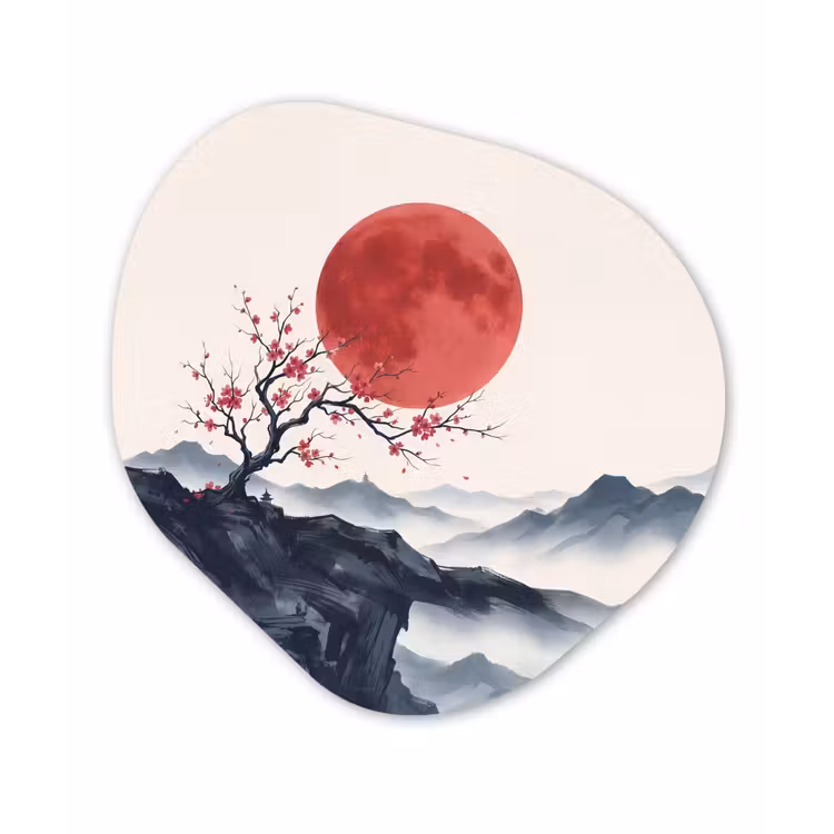 Organisch schilderij - Forex - Kersenbloesem - Oosters - Rood — 1