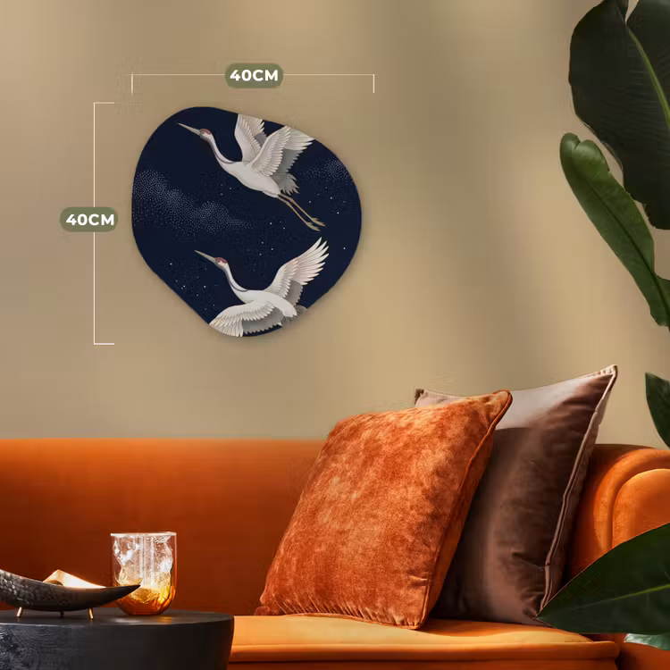 Organisch schilderij - Forex - Kraanvogels - Nachthemel - Blauw — 4