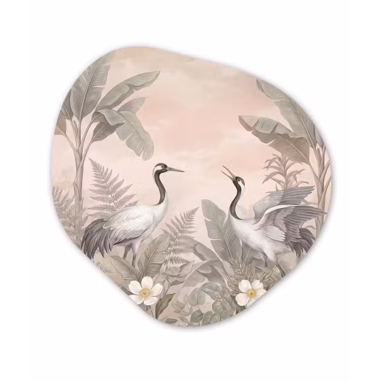 Organisch schilderij - Forex - Kraanvogels - Natuur - Roze — 1