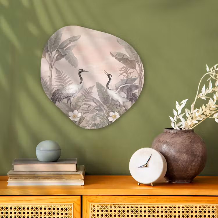 Organisch schilderij - Forex - Kraanvogels - Natuur - Roze — 2