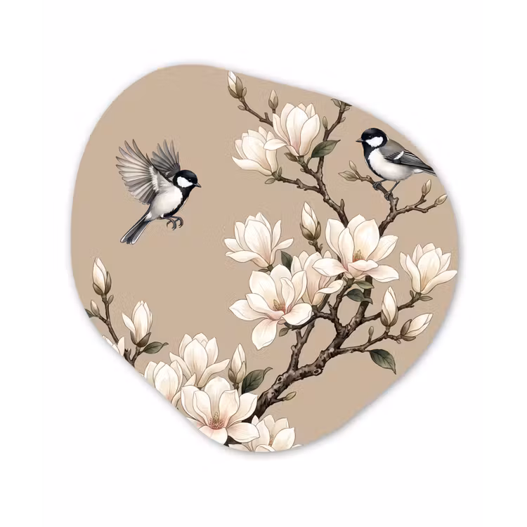 Organisch schilderij - Forex - Oosters - Vogels - Beige — 1