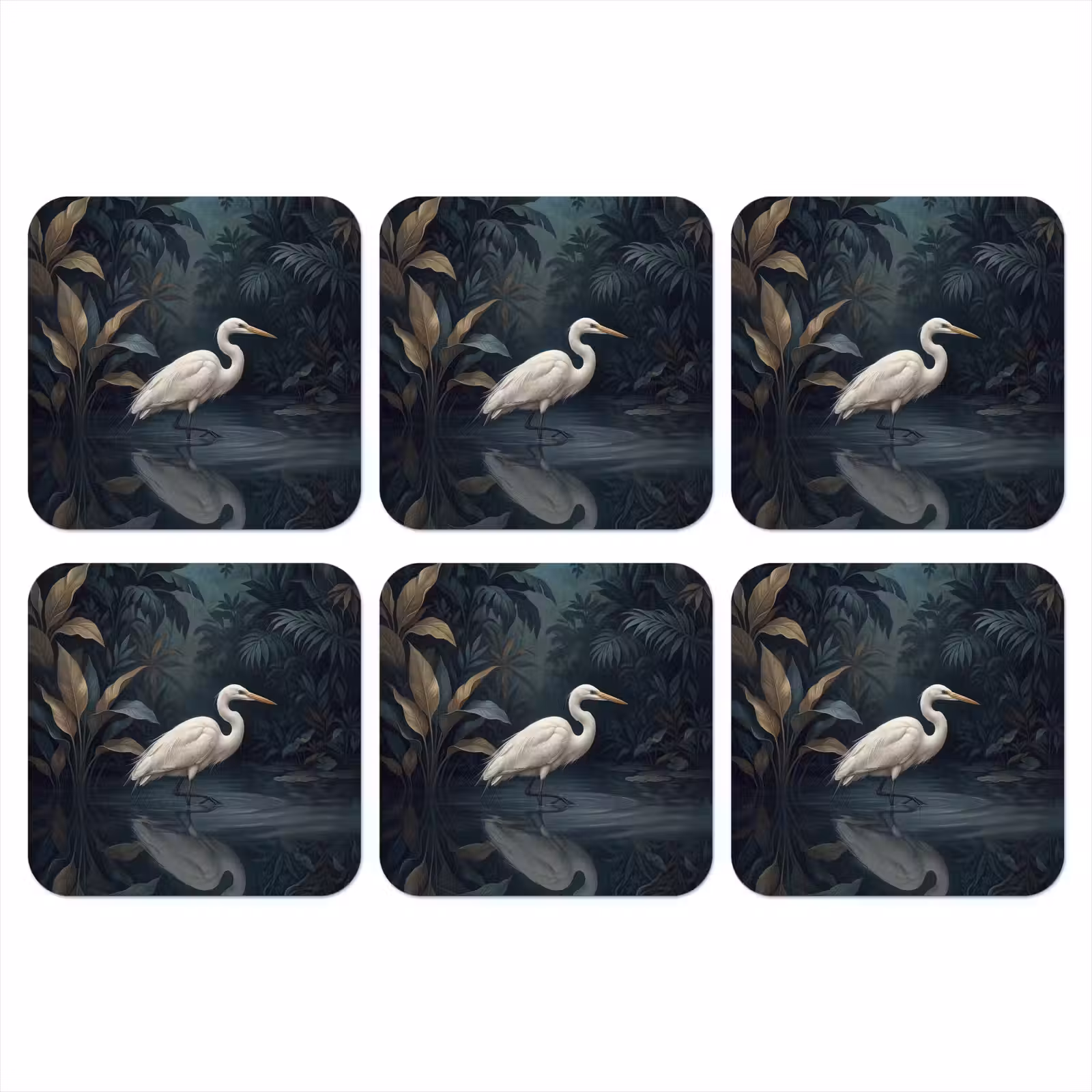 Onderzetter - Reiger - Water - Natuur - Modern - Wit — 1