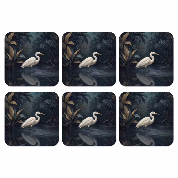 Onderzetter - Reiger - Water - Natuur - Modern - Wit — 1