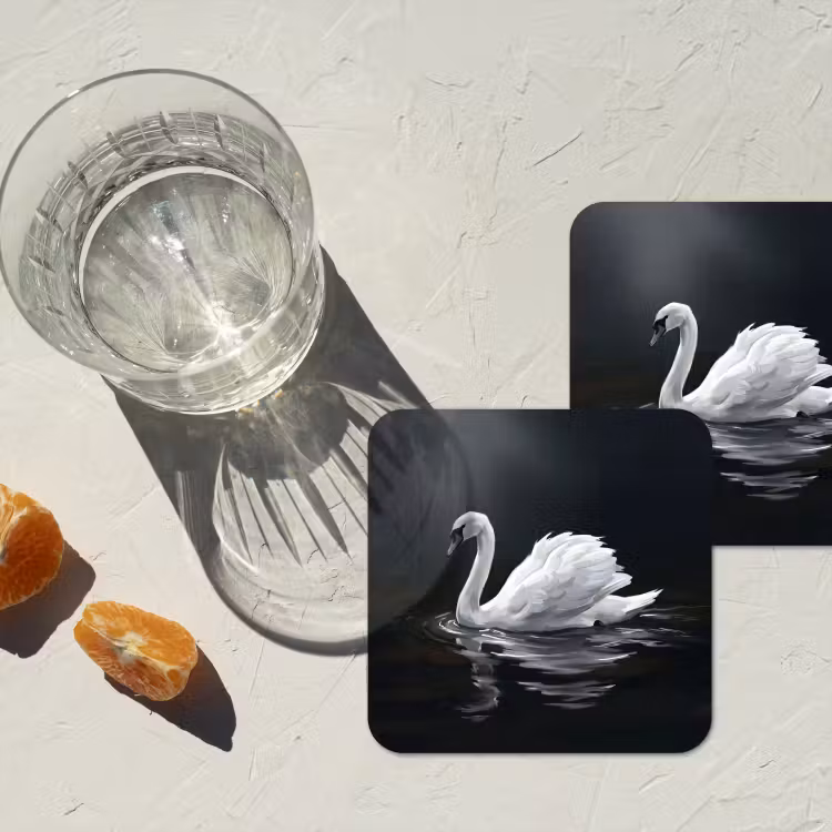 Onderzetter - Zwaan - Water - Natuur - Realistisch - Wit — 3