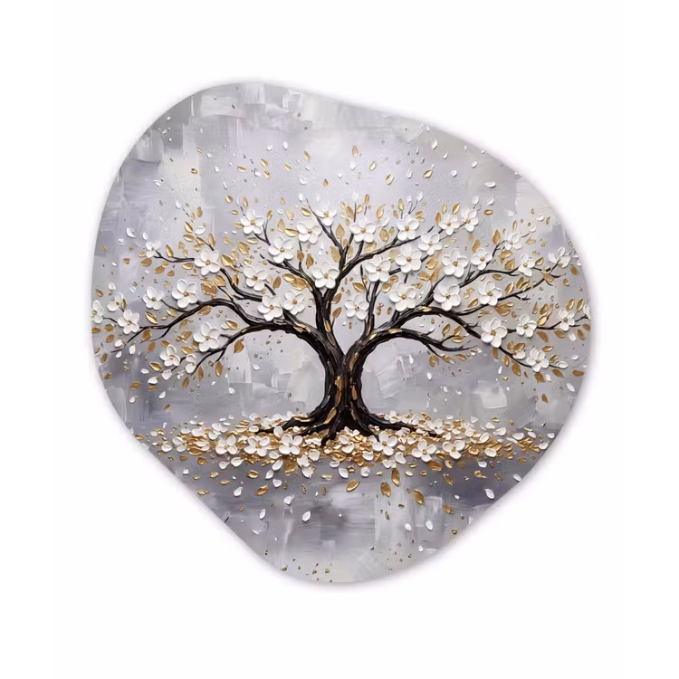 Organisch schilderij - Forex - Boom - Bloemen - Natuur - Abstract - Wit — 1