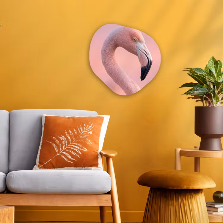 Organisch schilderij - Forex - Flamingo - Portret - Roze — 3