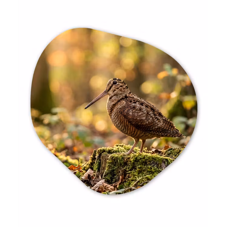 Organisch schilderij - Forex - Houtsnip - Bos - Bladeren - Herfst - Gecamoufleerd — 1