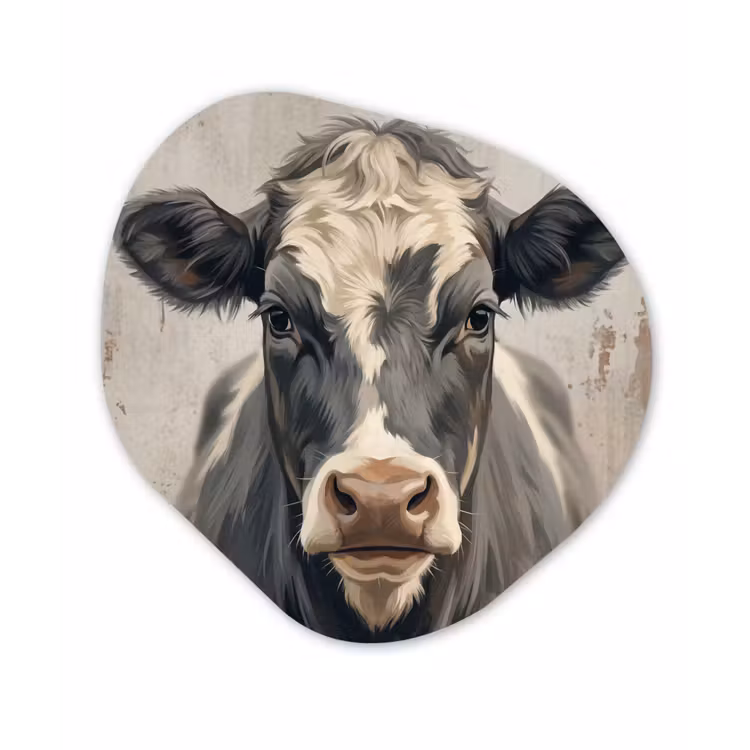 Organisch schilderij - Forex - Koe - Portret - Dieren - Modern — 1