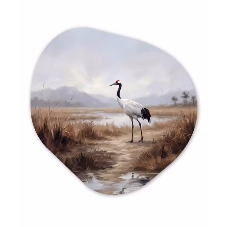 Organisch schilderij - Forex - Kraanvogel - Natuur - Realistisch — 1