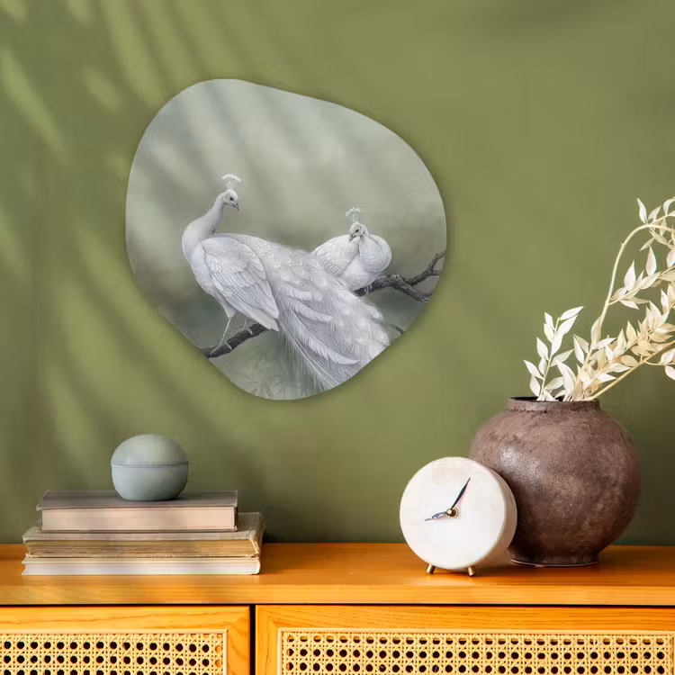 Organisch schilderij - Forex - Pauwen - Wit - Natuur - Groen — 2