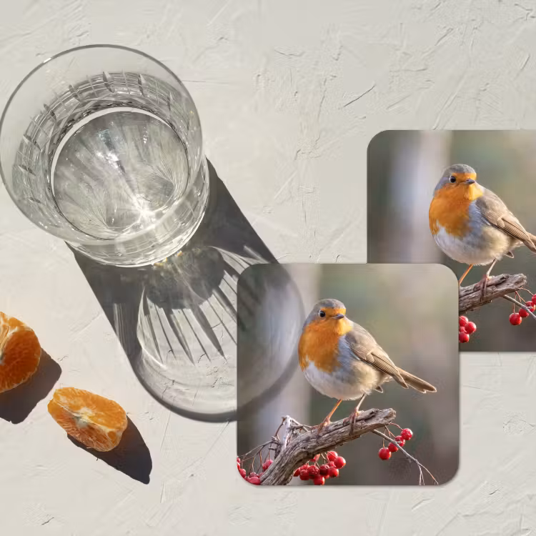 Onderzetter - Roodborst - Tak - Bessen - Natuur — 3