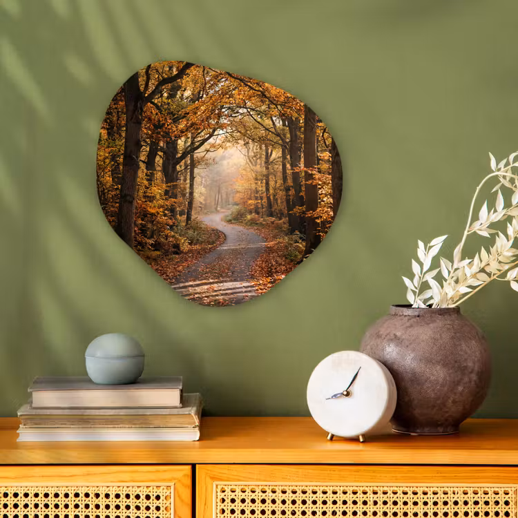 Organisch schilderij - Forex - Bospad - Herfstbos - Bladeren - Oranje - Nostalgisch — 2