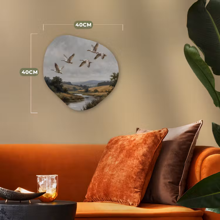 Organisch schilderij - Forex - Eenden - Rivier - Landschap - Vlucht - Nostalgisch — 4