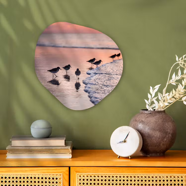 Organisch schilderij - Forex - Meeuwen - Strand - Zee - Roze — 2